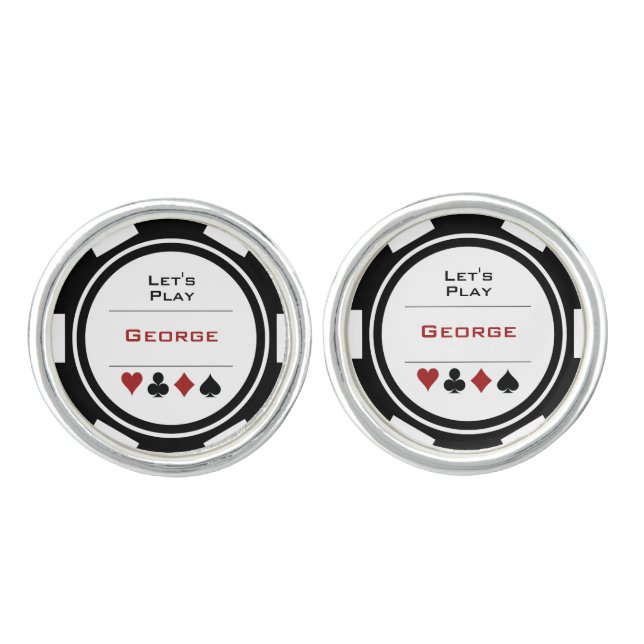 Poker Chip Black White Las Vegas Casino Cufflinks (Front)