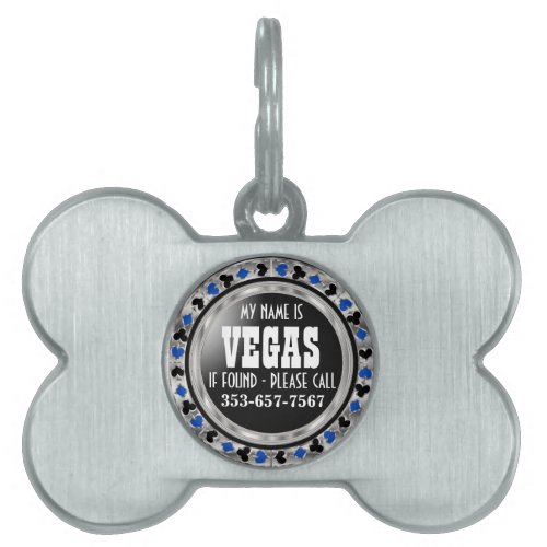 Poker Chip Blue Design  Customize  Pet ID Tag