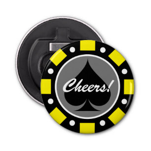 Poker chip bottle opener in custom color and value