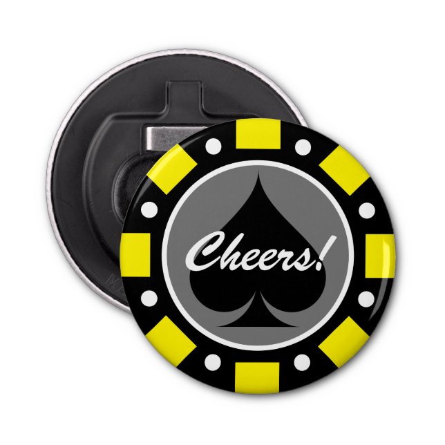 Poker chip bottle opener in custom color and value (Front)