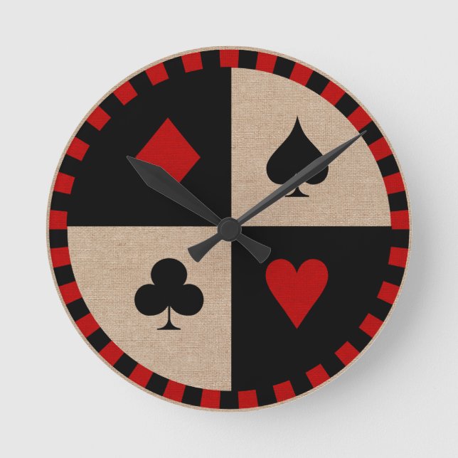 Poker Chip Card Suits Round Clock (Front)
