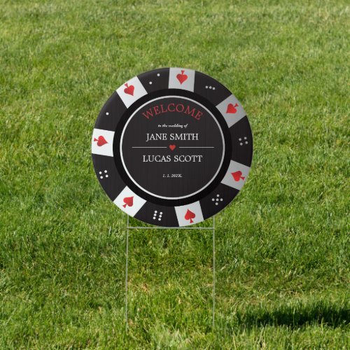 Poker Chip Casino Las Vegas Wedding Welcome Sign