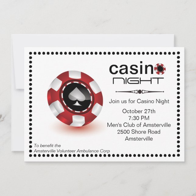 Poker Chip Casino Party Invitation (Front)