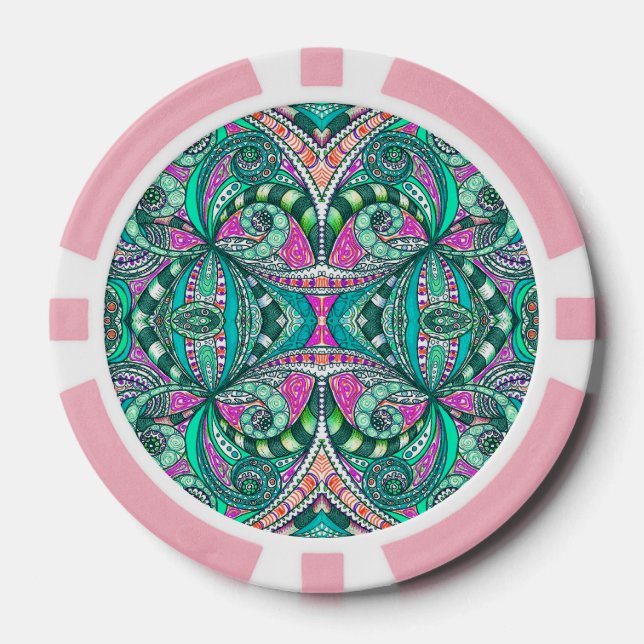 Poker Chip Drawing Floral (Front)