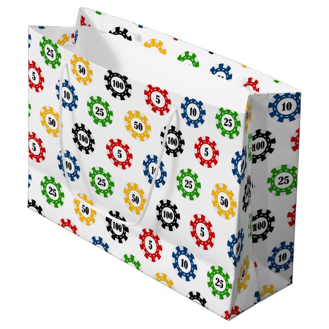 Poker Chip gambling casino pattern Party gift bag (Front Angled)