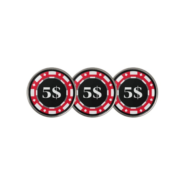 Poker chip golf ball markers with custom $ amount (3 Up)