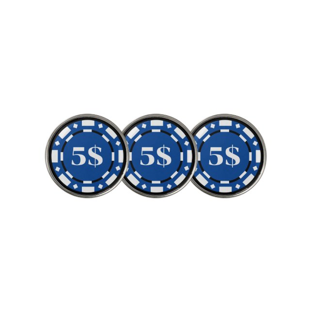 Poker chip golf ball markers with custom $ sign (3 Up)