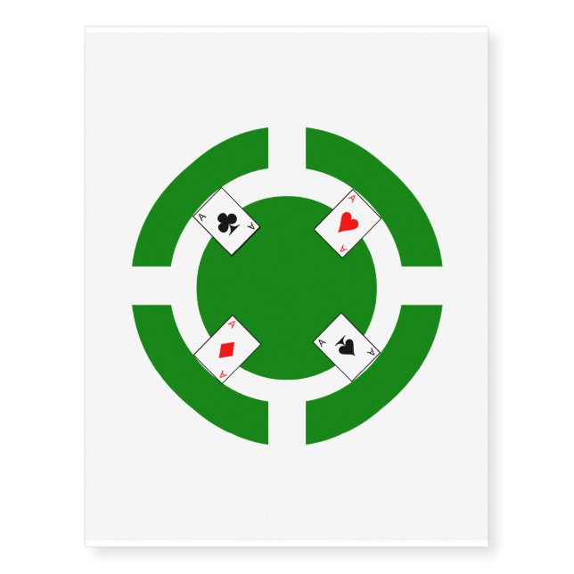 Poker Chip - Green Temporary Tattoos (Front)