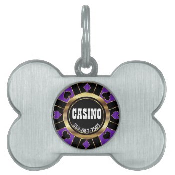Poker Chip In Purple | Customize Pet Id Tag by DesignsbyDonnaSiggy at Zazzle