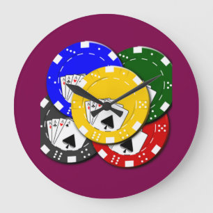 Poker Chip  Large Clock