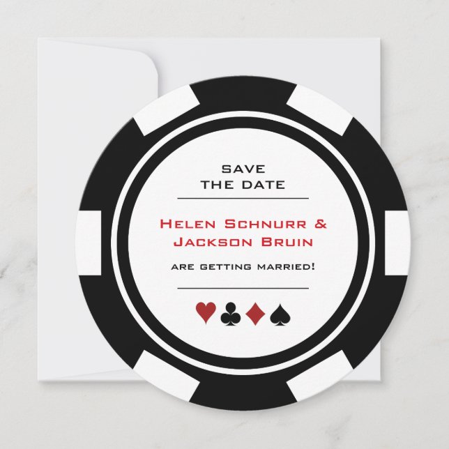 Poker Chip Las Vegas Casino Wedding Save The Date (Front)