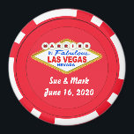 Poker Chip Magnet Married in Las Vegas<br><div class="desc">Poker Chip Magnet Married in Las Vegas larger Round Magnet. Customize the text easily with the form template.</div>