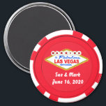Poker Chip Magnet Married in Las Vegas<br><div class="desc">Poker Chip Magnet Married in Las Vegas larger Round Magnet. Customize the text easily with the form template.</div>