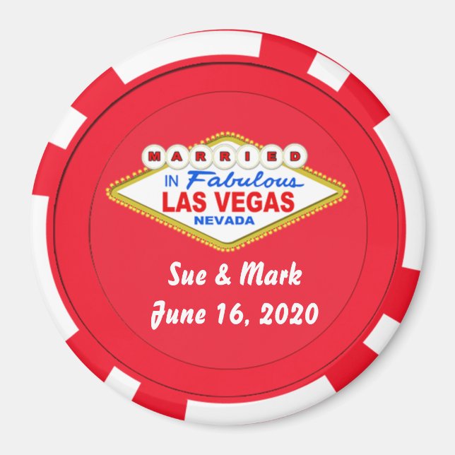 Poker Chip Magnet Married in Las Vegas (Front)
