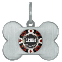 Poker Chip on Dark Red | Customize  Pet ID Tag