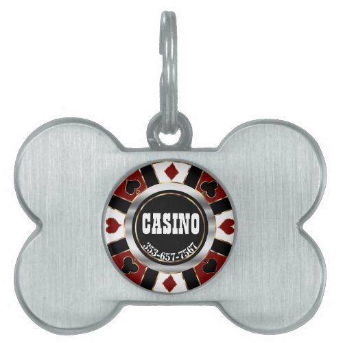 Poker Chip on Dark Red  Customize  Pet ID Tag