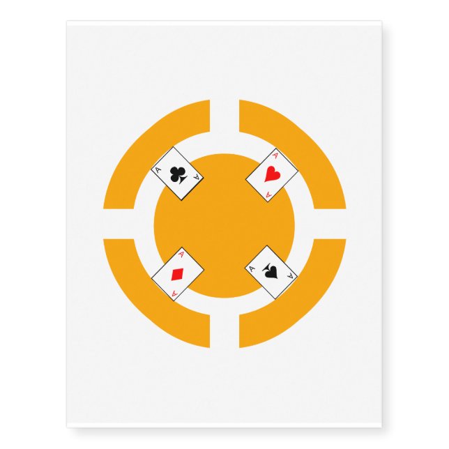 Poker Chip - Orange Temporary Tattoos (Front)