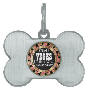 Poker Chip Pink Design   Customize Pet ID Tag