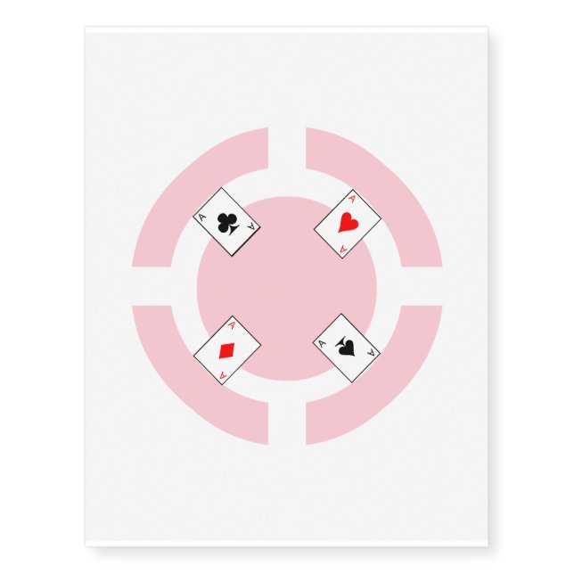Poker Chip - Pink Temporary Tattoos (Front)