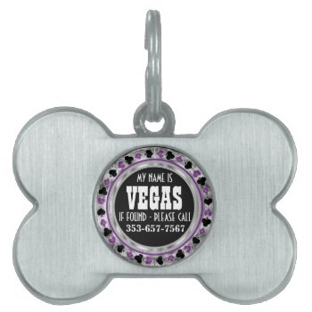 Poker Chip Purple Design | Customize Pet Id Tag by DesignsbyDonnaSiggy at Zazzle