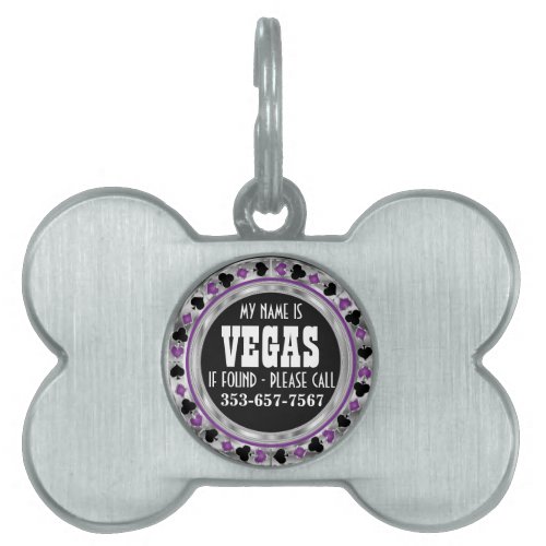 Poker Chip Purple Design  Customize Pet ID Tag