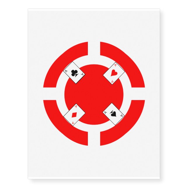 Poker Chip - Red Temporary Tattoos (Front)