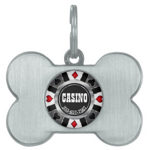 Poker Chip Silver Design  Customize Pet ID Tag