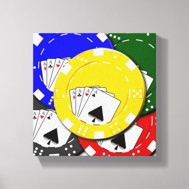 Poker Chip Stretched Canvas Print (Front)