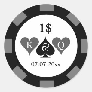 Poker chip value stickers for casino wedding party