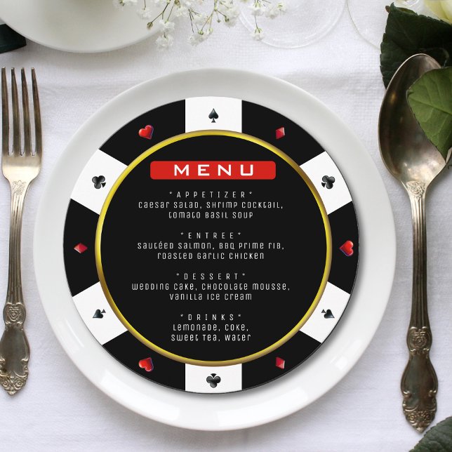 Poker Chip Wedding Reception Menu (Poker Chip Wedding Reception Table Number
)