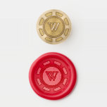 Poker Chip Wedding Wax Seal Stamp<br><div class="desc">Elegant and contemporary casino themed wedding design in red,  black and white by Shelby Allison.</div>