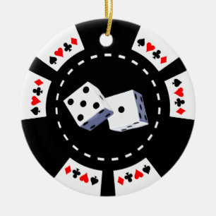 POKER CHIP WITH DICE ORNAMENT