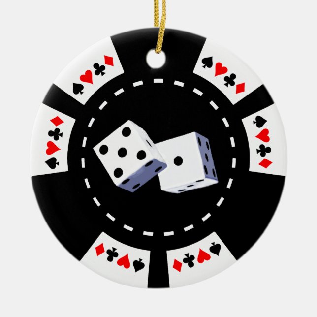 POKER CHIP WITH DICE ORNAMENT (Front)
