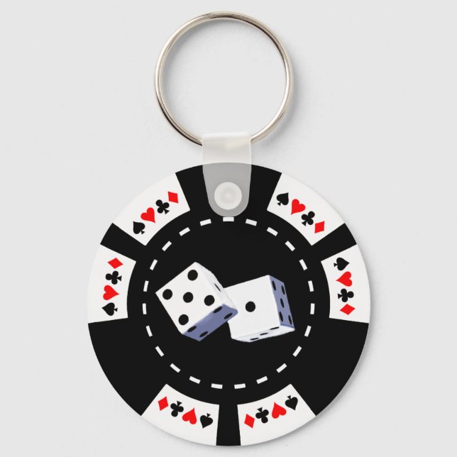 POKER CHIP WITH DICE ORNAMENT KEYCHAIN (Front)