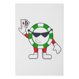 Poker chip with Poker cards Faux Canvas Print