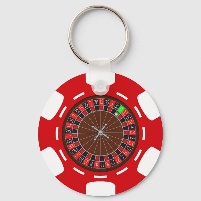 POKER CHIP WITH ROULETTE WHEEL KEYCHAIN (Front)