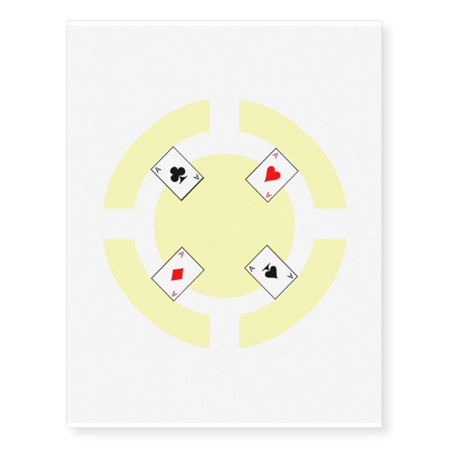 Poker Chip - Yellow Temporary Tattoos (Front)