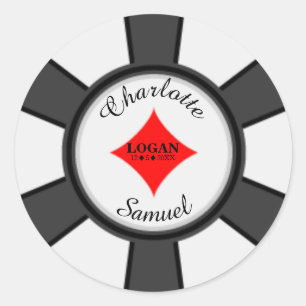 Poker Chips   Vegas Wedding Classic Round Sticker