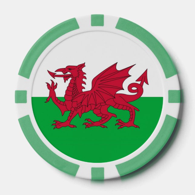 Poker chips with Flag of Wales, United Kingdom (Front)