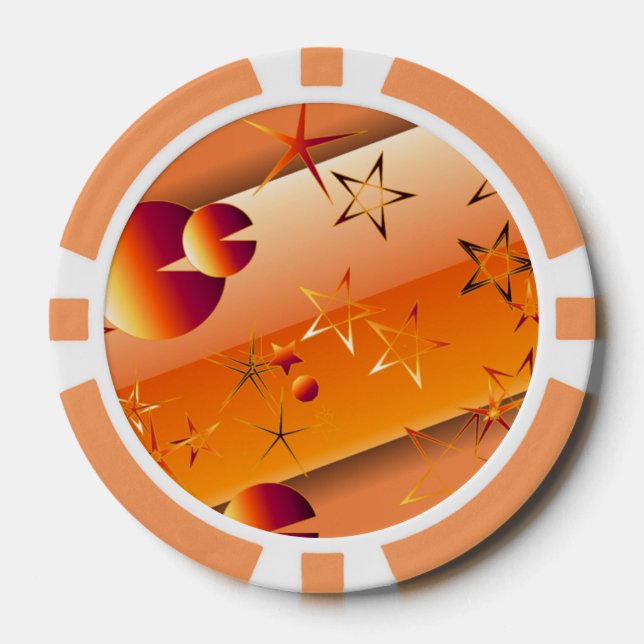 Poker Chips with Orange Abstract Design  (Front)