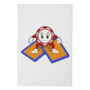 Poker chips with Poker cards Faux Canvas Print