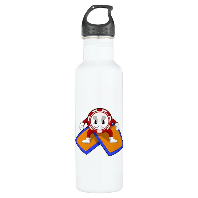 Poker chips with Poker cards Stainless Steel Water Bottle (Front)