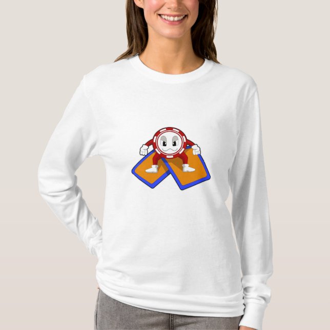 Poker chips with Poker cards T-Shirt (Front)