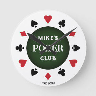Poker Club Black Poker Chip Round Clock
