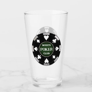 Poker Club Black Poker Chip w Playing Suits Glass
