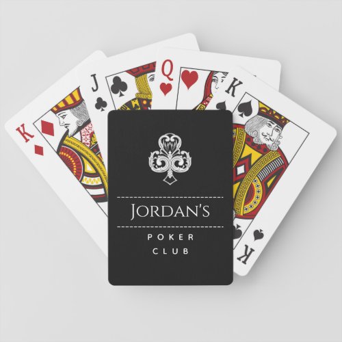 Poker Club Black  White Elegant Masculine Name Playing Cards