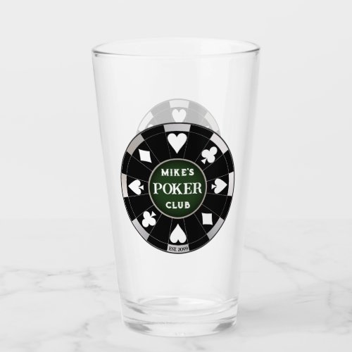 Poker Club Chip Beer Soda Glass Drinkware