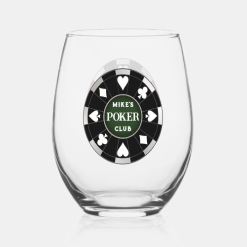 Poker Club Chip Beer Stemless Wine Glass Drinkware
