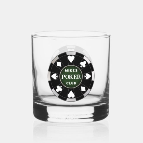 Poker Club Chip Whiskey Rocks Glass Drinkware