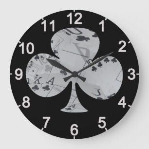 Poker Clubs Shape With Inverted Club Cards, Large Clock